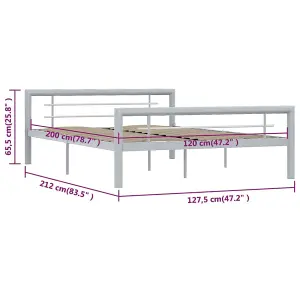 Berkfield Bed Frame Grey and White Metal 120x200 cm