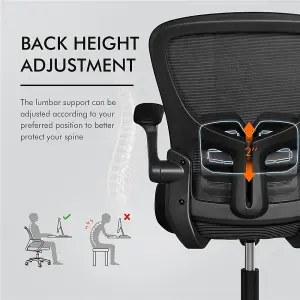 Yaheetech Black Swivel Mesh Office Chair with Armrests