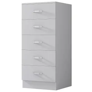 Tunis 5 Drawer Tall Slim Chest Of Drawers - Matt White