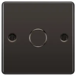 GoodHome Raised rounded profile Single 2 way 200W Dimmer switch Black 1 gang