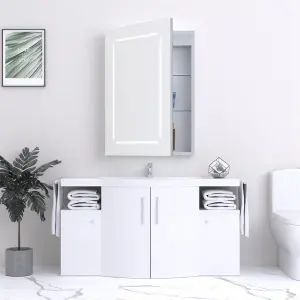 Bathroom Cabinet Wall Mirror - Rectangular 700 x 500mm - LED Light Wall Mirror Cabinet (Rectangle) - Demister Pad