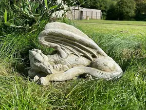 Winged Dragon Statue Stone Mythical Animal Welsh Celtic Garden Outdoor Ornament British Made Sculpture