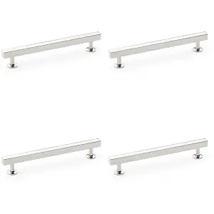 4 PACK - Straight Square Bar Pull Handle Polished Nickel 160mm Centres SOLID BRASS Drawer