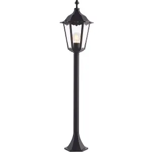 4 PACK Outdoor Lamp Post Lantern Bollard Light Matt Black & Glass 1m Tall LED