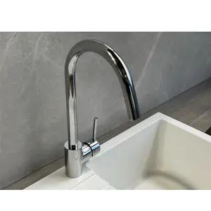 Liquida LS04CH Monobloc Swan Neck Single Lever Chrome Kitchen Mixer Tap