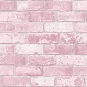 Glitter Brick Wallpaper Pink Debona 9806