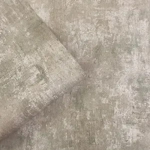 Plain Neutral Patina Distressed Stone Concrete Effect Cove Texture Wallpaper