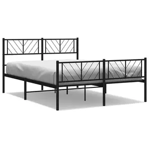 Berkfield Metal Bed Frame with Headboard and Footboard Black 120x190 cm