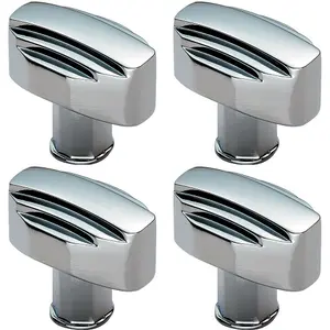 4x Square Cabinet Door Knob Geometric Design 30 x 20mm Polished Chrome