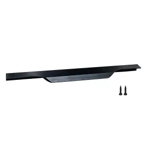 Small Profile Pull Handle for Furniture Wardrobe, Kitchen Cabinet, TV Unit, Drawer (1, Black)