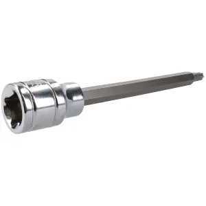 T25 3/8" Drive Extra Long 110mm Tamperproof Tamper Torx Star Security Bit Socket