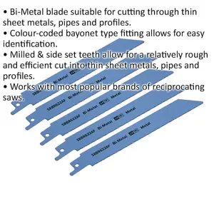 5-Pack 150mm Bi-Metal Reciprocating Saw Blades with Milled Teeth for Metal Cutting