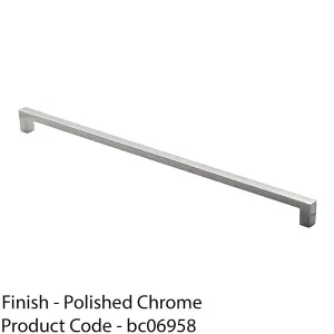 Square Block Pull Handle 330 x 10mm 320mm Fixing Centres Polished Chrome