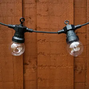 ValueLights Set of 10 IP44 Rated Decorative Outdoor Garden Integrated Warm White LED Festoon Clear Globe Lights 6M Length