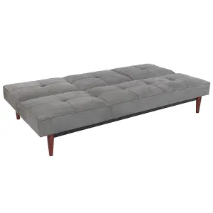 Grey 3 Seater Faux Suede Sofa Bed Convertible Chaise Lounge Couch with Wood Legs