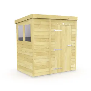 6 x 4 Feet Pent Security Shed - Double Door - Wood - L118 x W185 x H201 cm