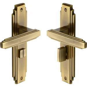 Heritage Door Handle for Bathroom Astoria Design Antique Brass