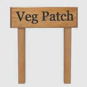 Peak Heritage Engraved Wooden Sign 30cm with Posts - Veg Patch