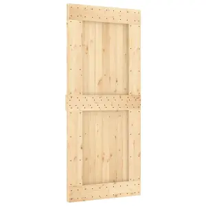 Berkfield Sliding Door with Hardware Set 90x210 cm Solid Wood Pine