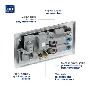 BG Nexus Cooker Control Unit Switched Socket Neon 45A Brushed Steel - NBS70B