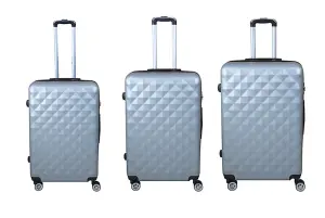 3-Piece Diamond Luggage Set - Silver