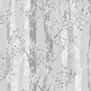 Sublime Silver effect Dappled trees Smooth Wallpaper