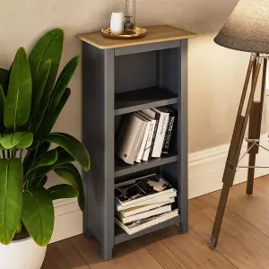 3 Tier Solid Oak Bookcase Graphite Blue