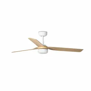 Luminosa Punt Led White, Light Wood Ceiling Fan With DC Motor Smart