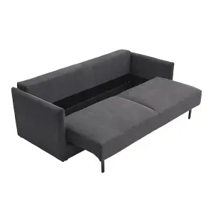 Dark Grey 3 Seater Corduroy Upholstered Sofa Bed Sleeper Couch Bed