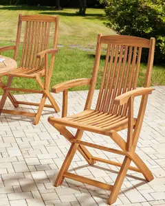 Set of 2 Garden Chairs MAUI II Acacia Wood Light Wood