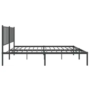 Berkfield Metal Bed Frame with Headboard Black 140x190 cm