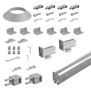 DecorAndDecor Double Symmetric Synchronised Sliding Door Gear Kit - 120Kg Max Door - 1800mm Track