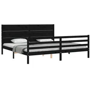 Berkfield Bed Frame with Headboard Black 200x200 cm Solid Wood