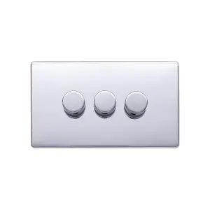 Lieber Polished Chrome 3 Gang 2 -Way Intelligent Dimmer 100W LED (250w Halogen/Incandescent)