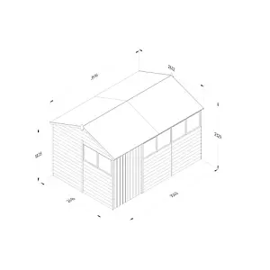 4LIFE Reverse Apex Shed 12x8 - Double Door - 6 Windows