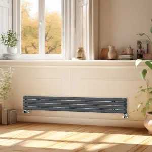 Right Radiators 1800x236 mm Horizontal Vertical Oval Column Radiator Double Panel Rads Anthracite