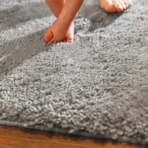 Washable Silver Thick Shaggy Rug, Modern Plain Rug for Bedroom, & Living Room, Silver Rug for Dining Room-60cm X 100cm