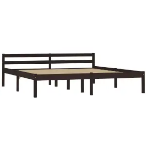 Berkfield Bed Frame Dark Brown Solid Pine Wood 160x200 cm