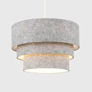 ValueLights Aztec 3 Tier Modern Light Grey Fabric Felt Ceiling Pendant Light Shade