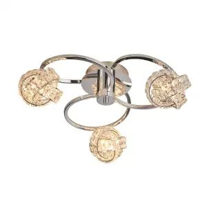 Luminosa Talia 3 Light Semi flush Chrome, Crystal (K5) Glass, G9