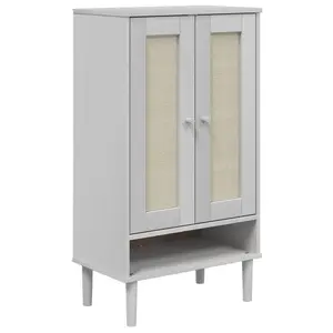 Berkfield Shoe Cabinet SENJA Rattan Look White 59.5x35x107 cm Solid Wood