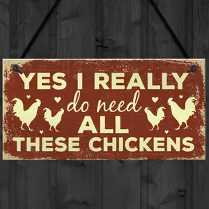 Red Ocean Funny Chicken Sign For Chicken Lovers Novelty Birthday Gift Sign For Chicken Coop Hen House Home Decor