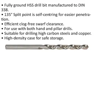 10 Pack 3/16 Inch HSS Drill Bits - High Speed Clog-Free Performance