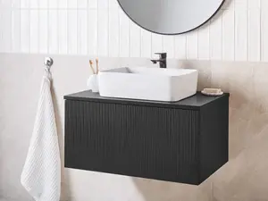 Bathroom Wall Mounted Cabinet 80 x 52 cm Black ALZIRA