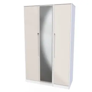 Turin Tall Triple Mirror Wardrobe in Kashmir Gloss & White (Ready Assembled)