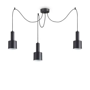 Luminosa Holly Indoor Ceiling Pendant Lamp 3 Lights Black, E27