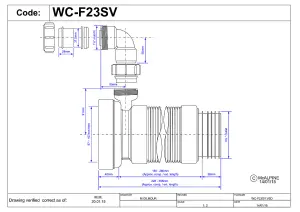 McAlpine WC-F23SV 97-107mm Inlet x 3.5"/90mm Outlet Straight Flexible WC Connector with 1.25 Universal Vent Boss.