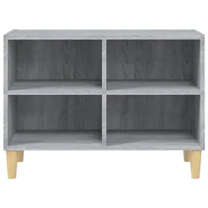 Berkfield TV Cabinet with Solid Wood Legs Grey Sonoma 69.5x30x50 cm