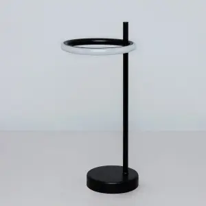 Litecraft Geo 1 Light Black LED Ring Table Lamp