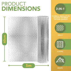 BLOSTM Multi-Purpose Foil Insulation Roll 0.6M X 5M